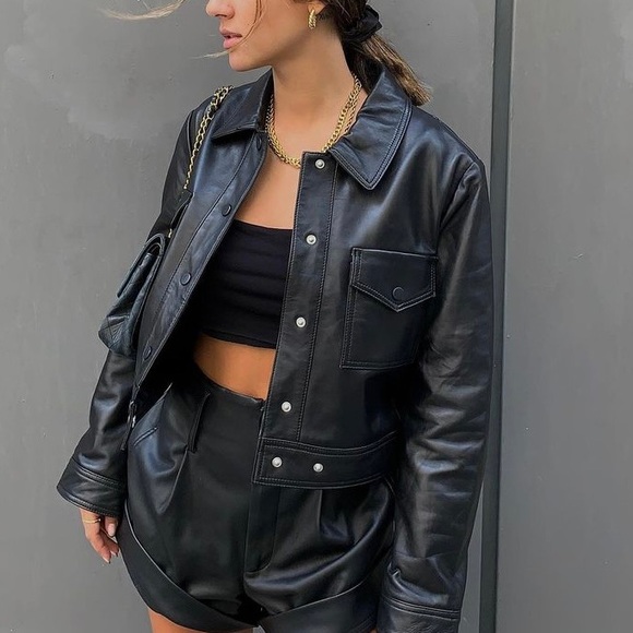 Zara genuine leather jacket moto style - Picture 1 of 14